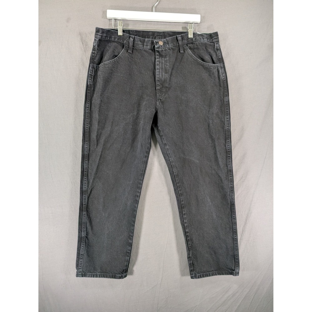 Rustler Mens Regular Fit Straight Leg Jeans Black Denim 38x29‎